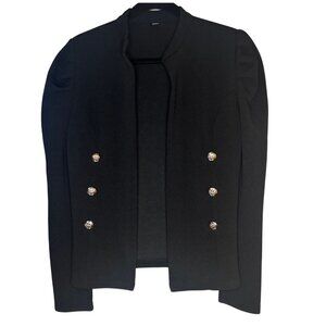268. Black Faux Double Breasted Jacket | Size L | Classic Structured Outerwear